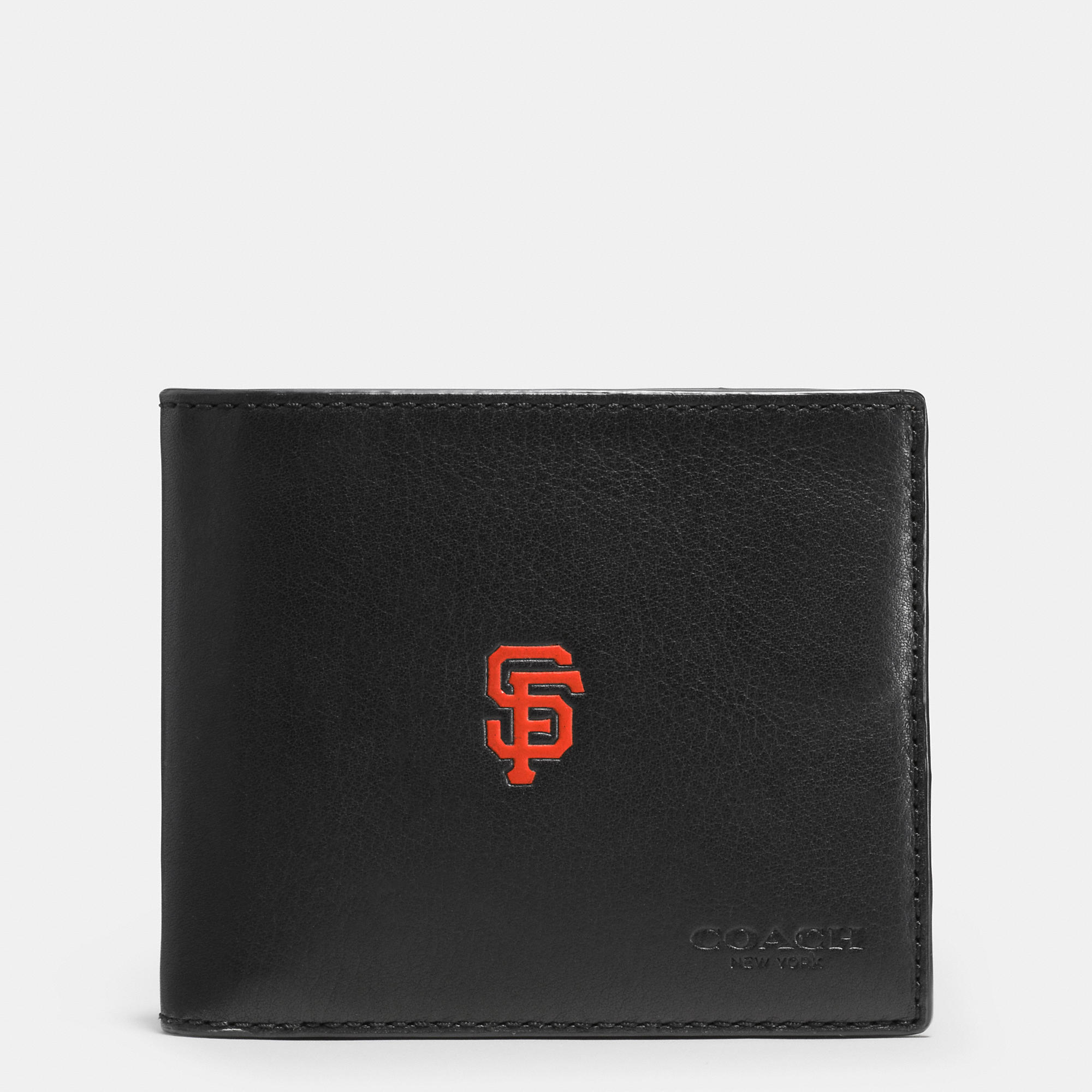 Coach Mlb Compact Id Wallet In Sport Calf Leather in Black for Men (SF